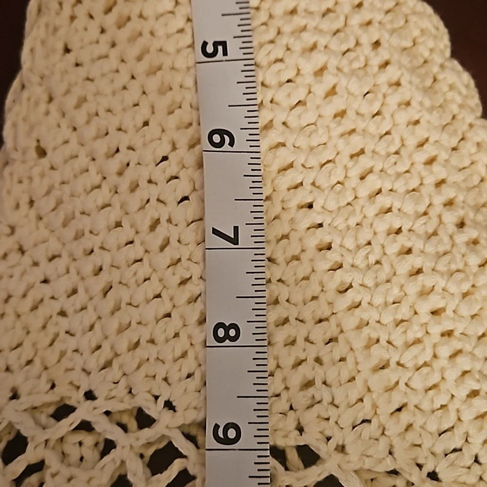 Hand Crafted Crochet Crop-Top Handmade Fishnet Swim Design Cream Summer Layer OS - Picture 14 of 17